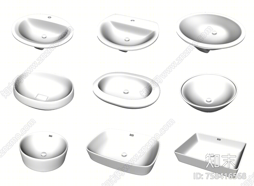 现代风格洗面盆SU模型下载【ID:758416568】