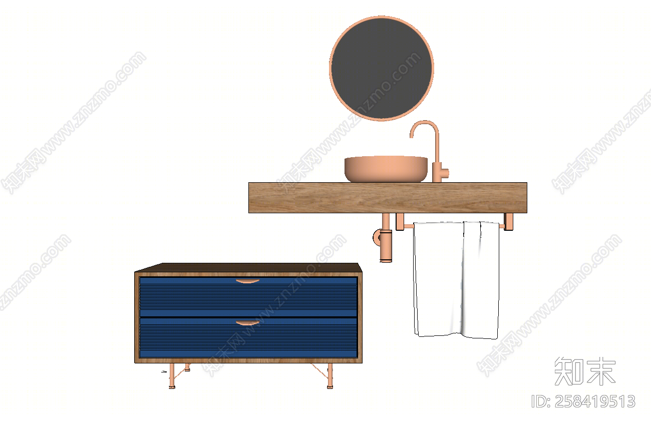 北欧风格浴室柜SU模型下载【ID:258419513】