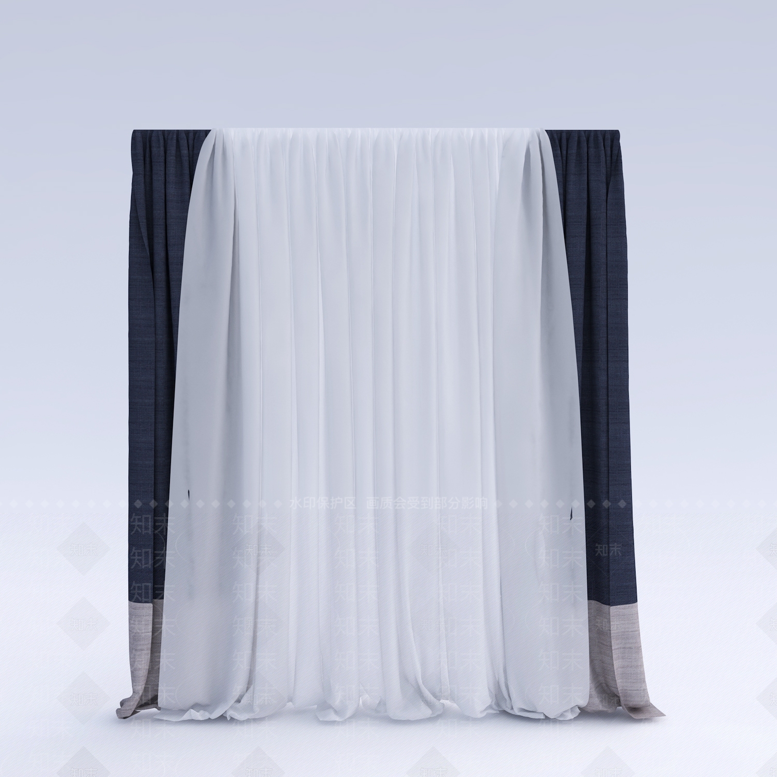 现代客厅窗帘3D模型下载【ID:358433864】