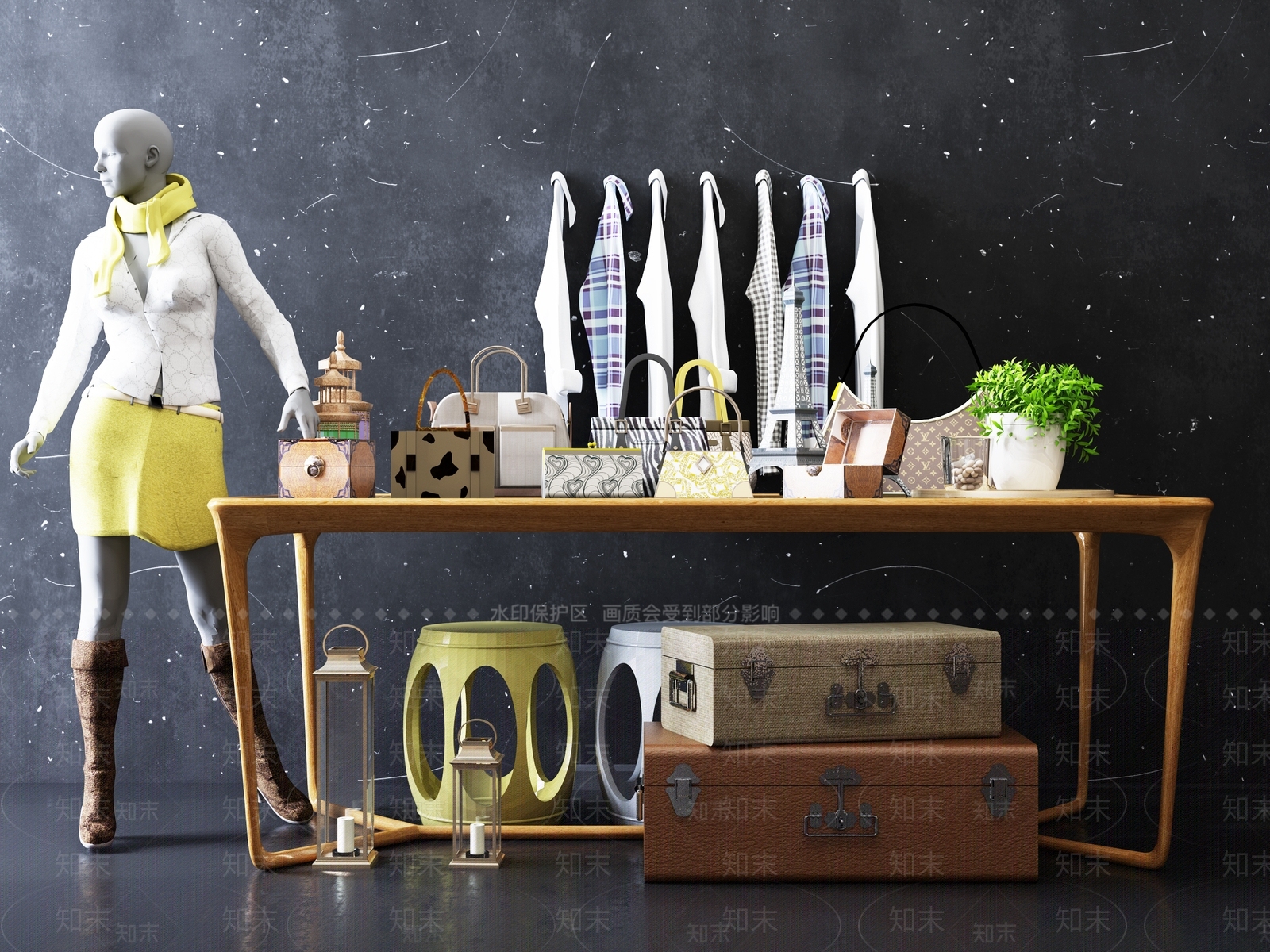 北欧展示服装3D模型下载【ID:458462189】