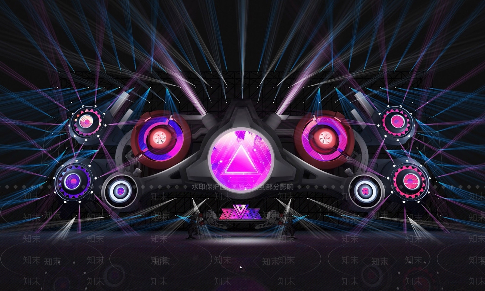 现代电音节DJ舞台设计舞美活动灯光设计3D模型下载【ID:258470697】