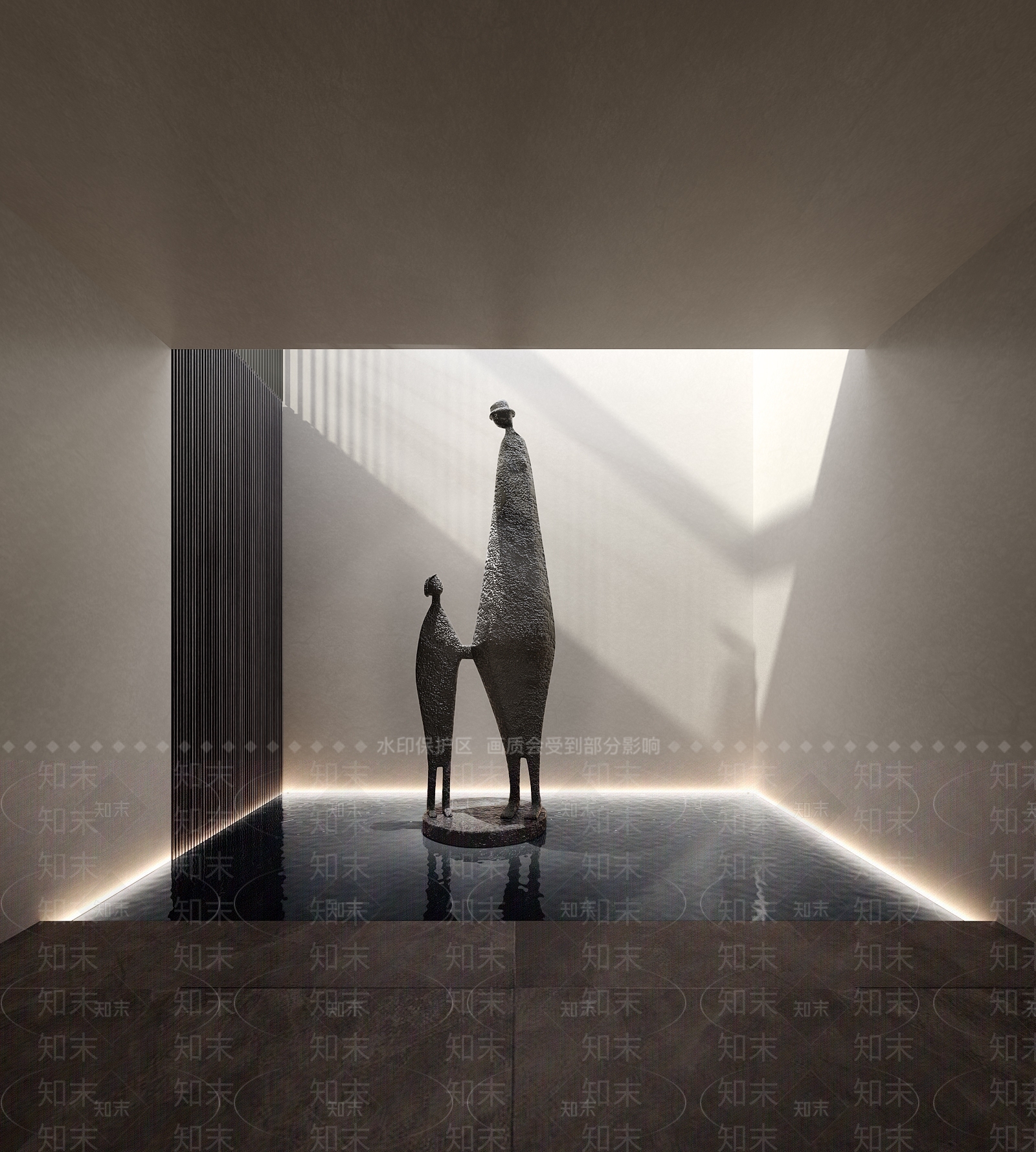 现代抽象人物雕塑装置3D模型下载【ID:658492932】