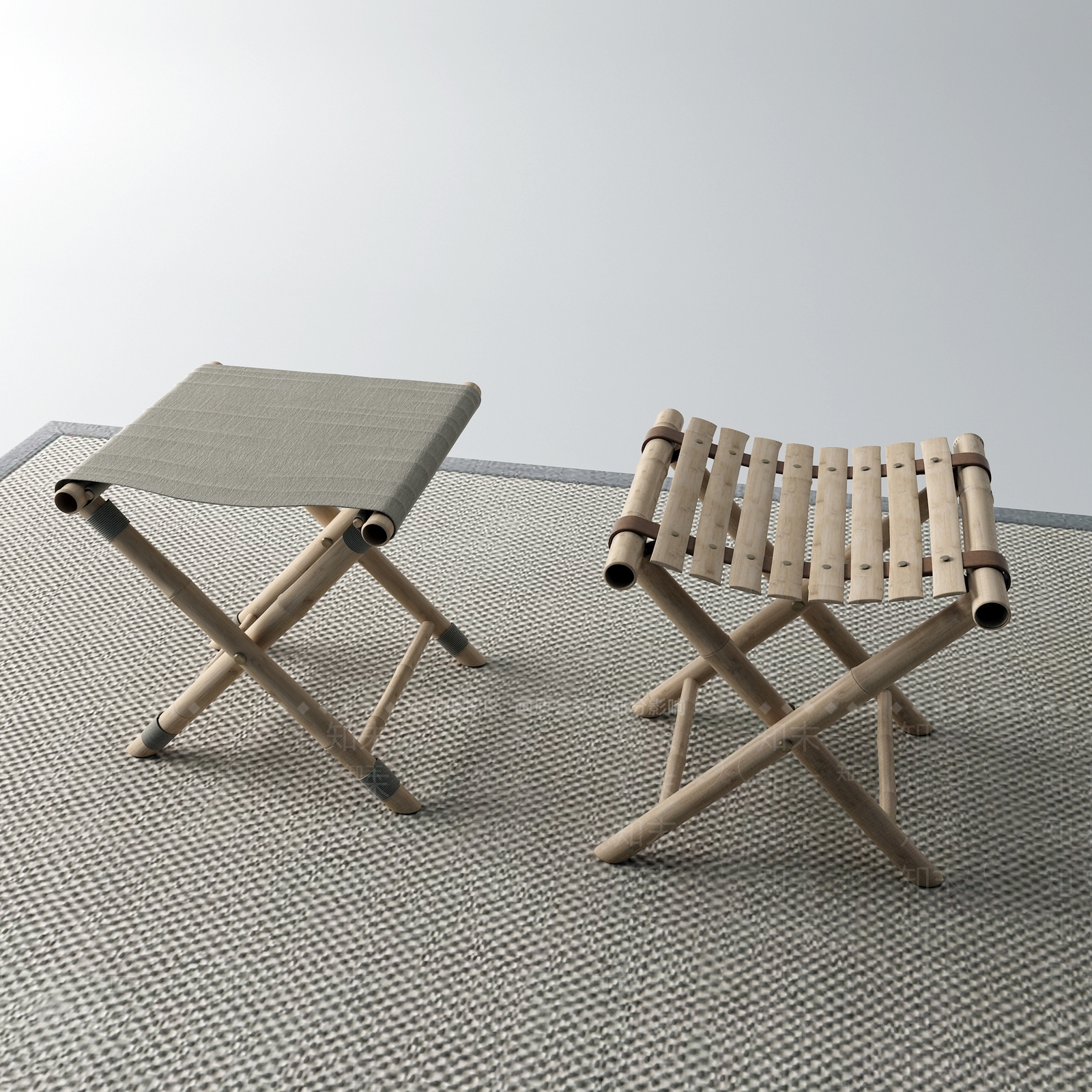 现代折叠凳子3D模型下载【ID:458496354】