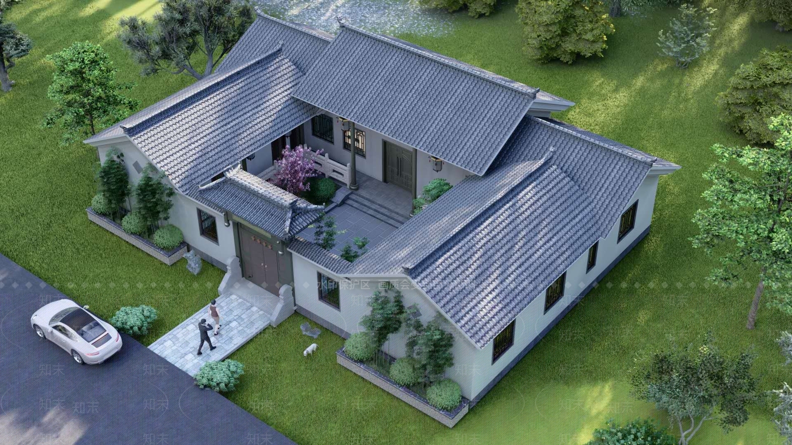 中式古典古建筑四合院3D模型下载【ID:258674806】