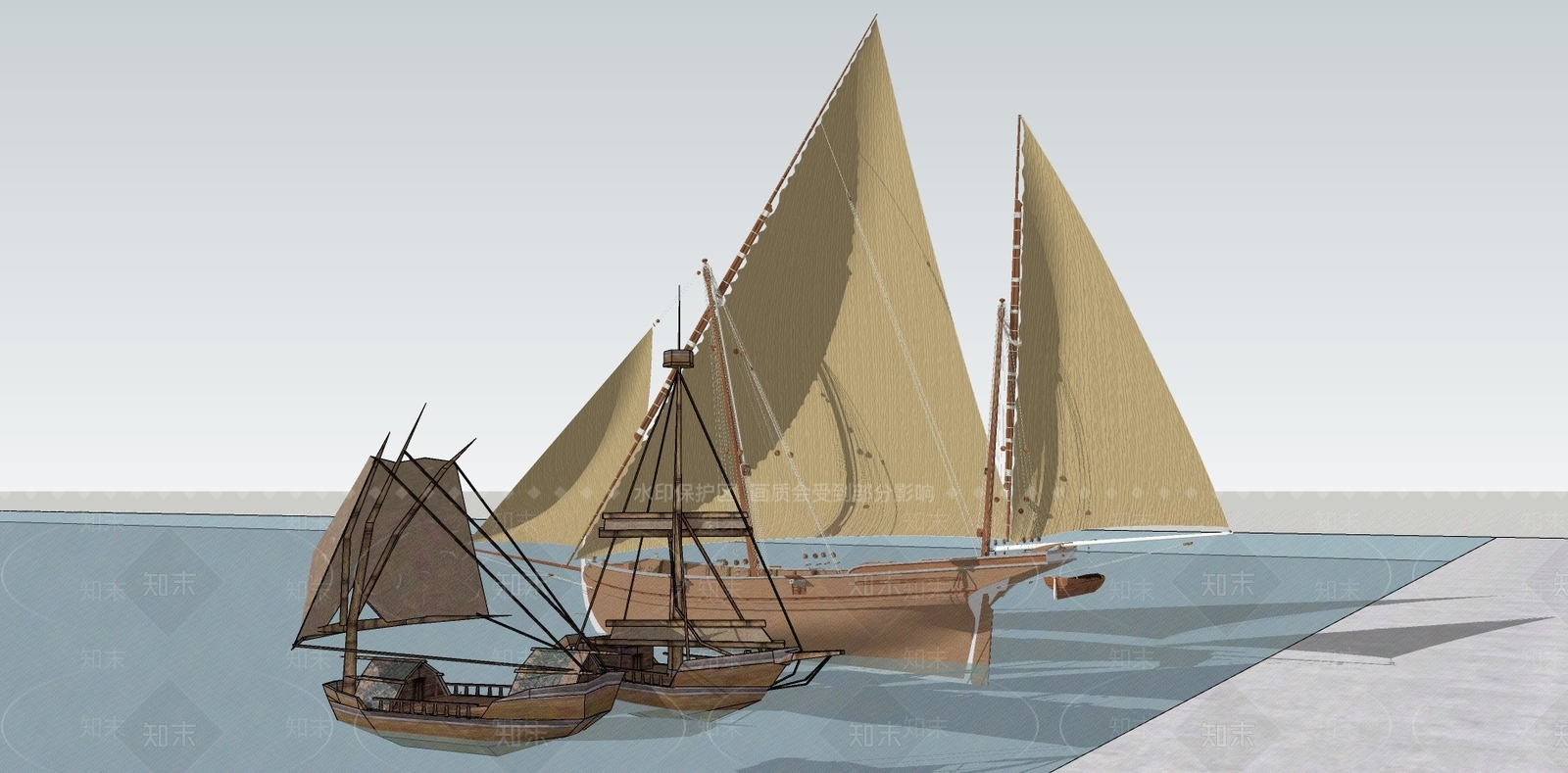现代风格古代船SU模型下载【ID:658508454】