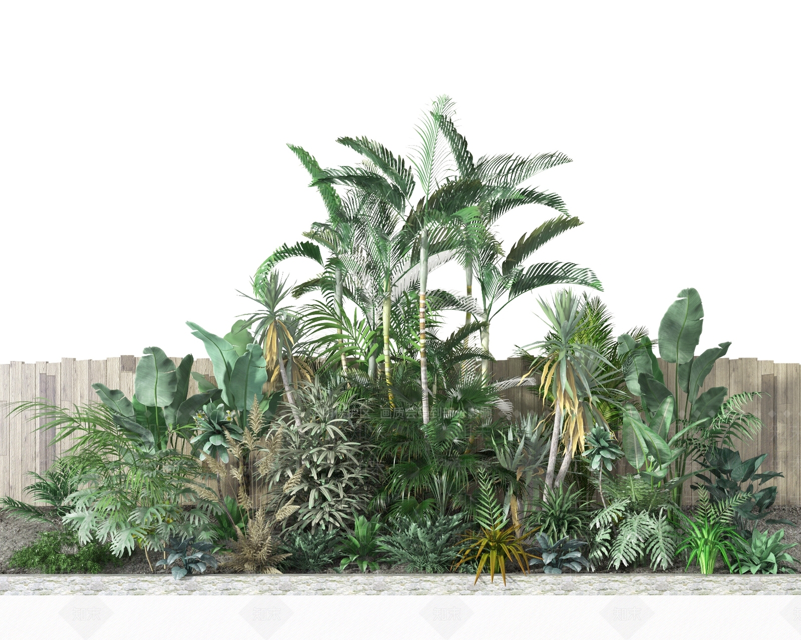 现代植物堆3D模型下载【ID:358511820】
