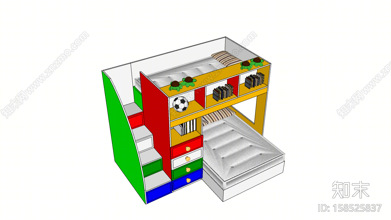 现代风格上下床SU模型下载【ID:158525837】