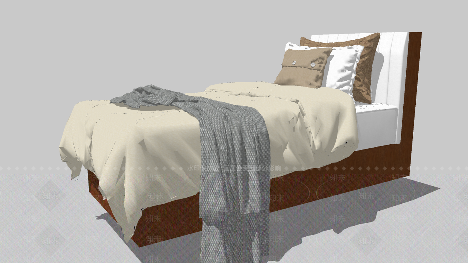 现代风格单人床SU模型下载【ID:558526156】
