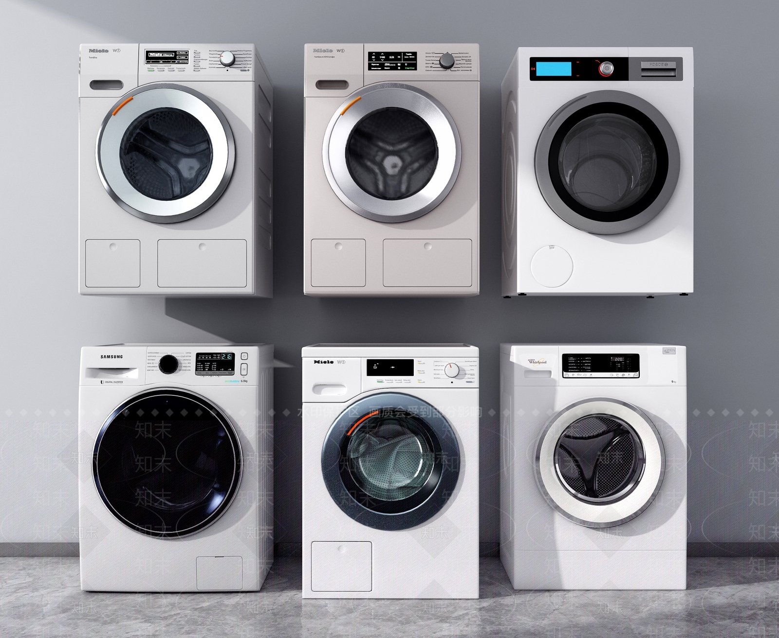 现代滚筒洗衣机3D模型下载【ID:158532556】