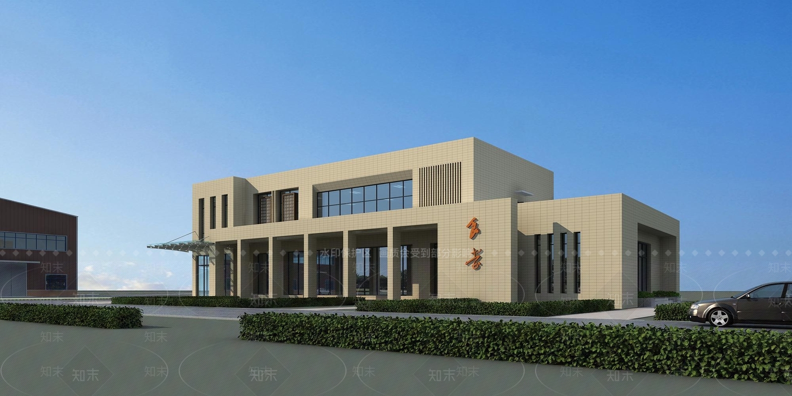 现代食堂建筑模型3D模型下载【ID:458534966】