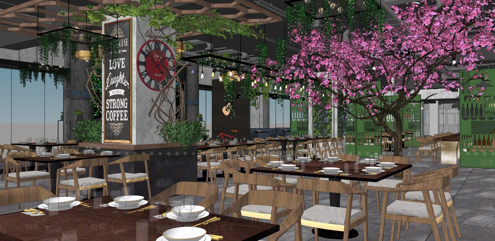 工业风格主题餐厅SU模型下载【ID:958564917】