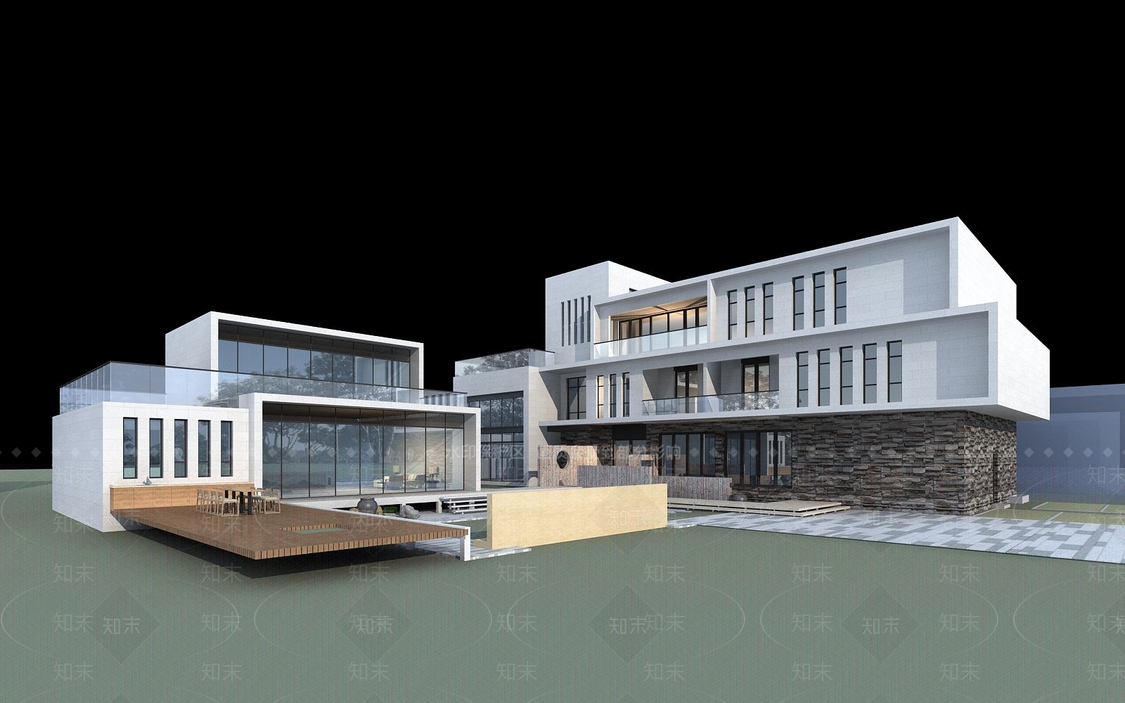 现代别墅模型3D模型下载【ID:358600532】