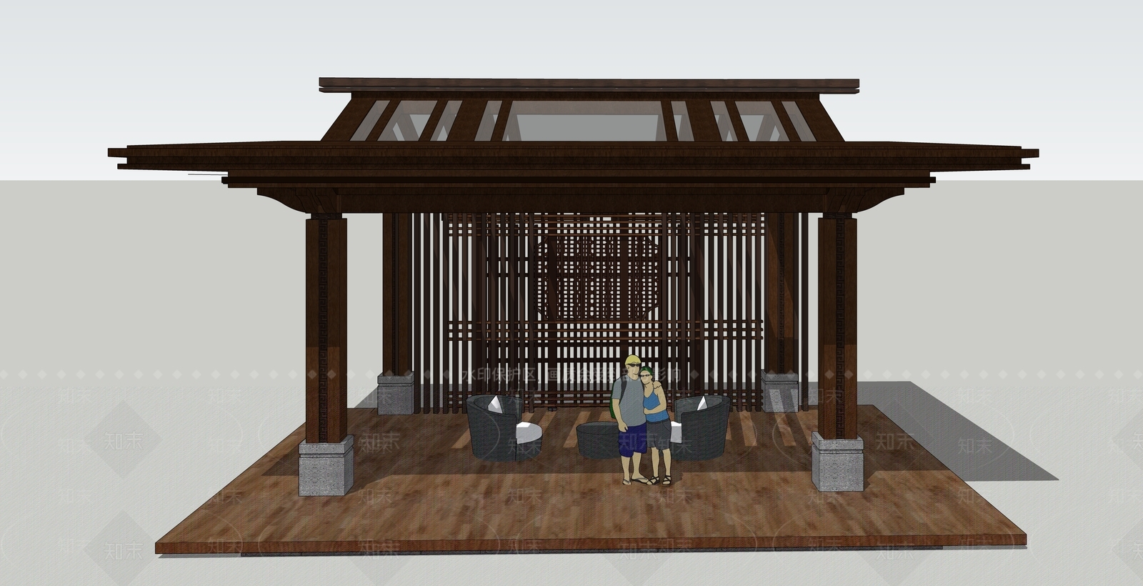 古典风格亭子SU模型下载【ID:458612806】