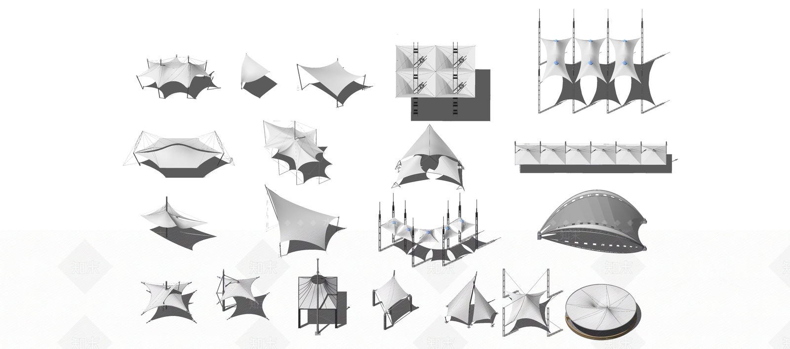 现代风格膜亭SU模型下载【ID:558625011】