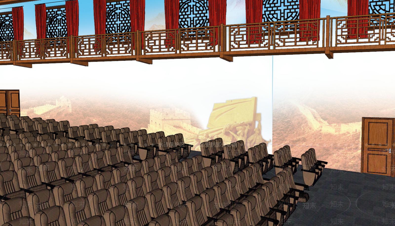 新中式风格报告厅SU模型下载【ID:858645276】