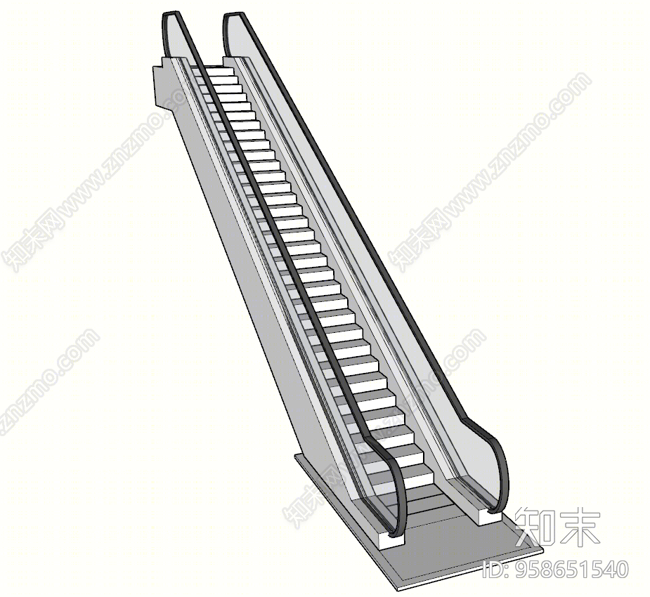 现代风格电动扶梯SU模型下载【ID:958651540】
