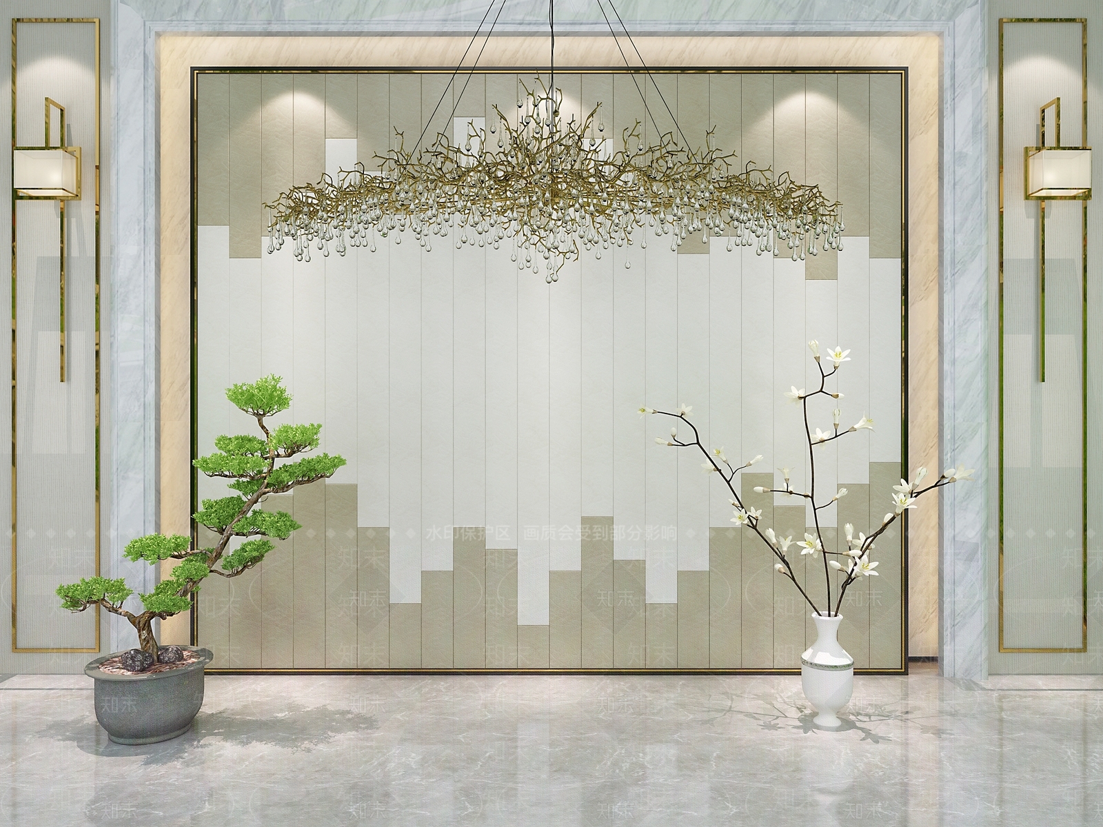 北欧背景墙3D模型下载【ID:158657147】