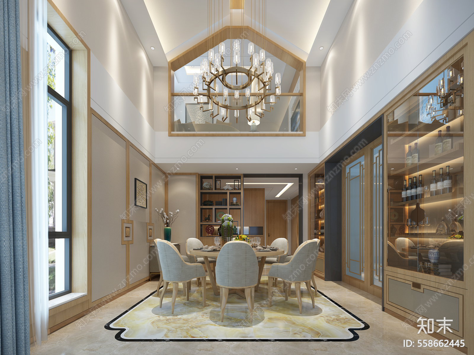 高端独栋新中式别墅施工图下载【ID:558662445】