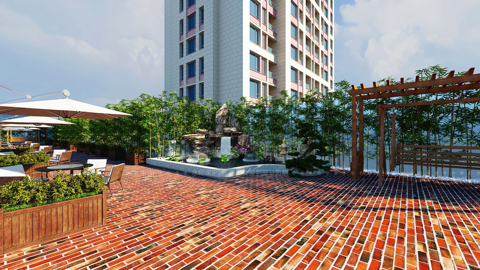 新中式水池3D模型下载【ID:458666422】