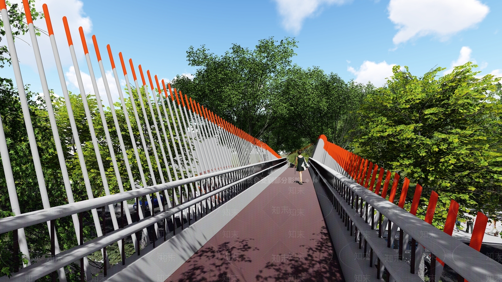 现代风格景观人行天桥SU模型下载【ID:958671300】