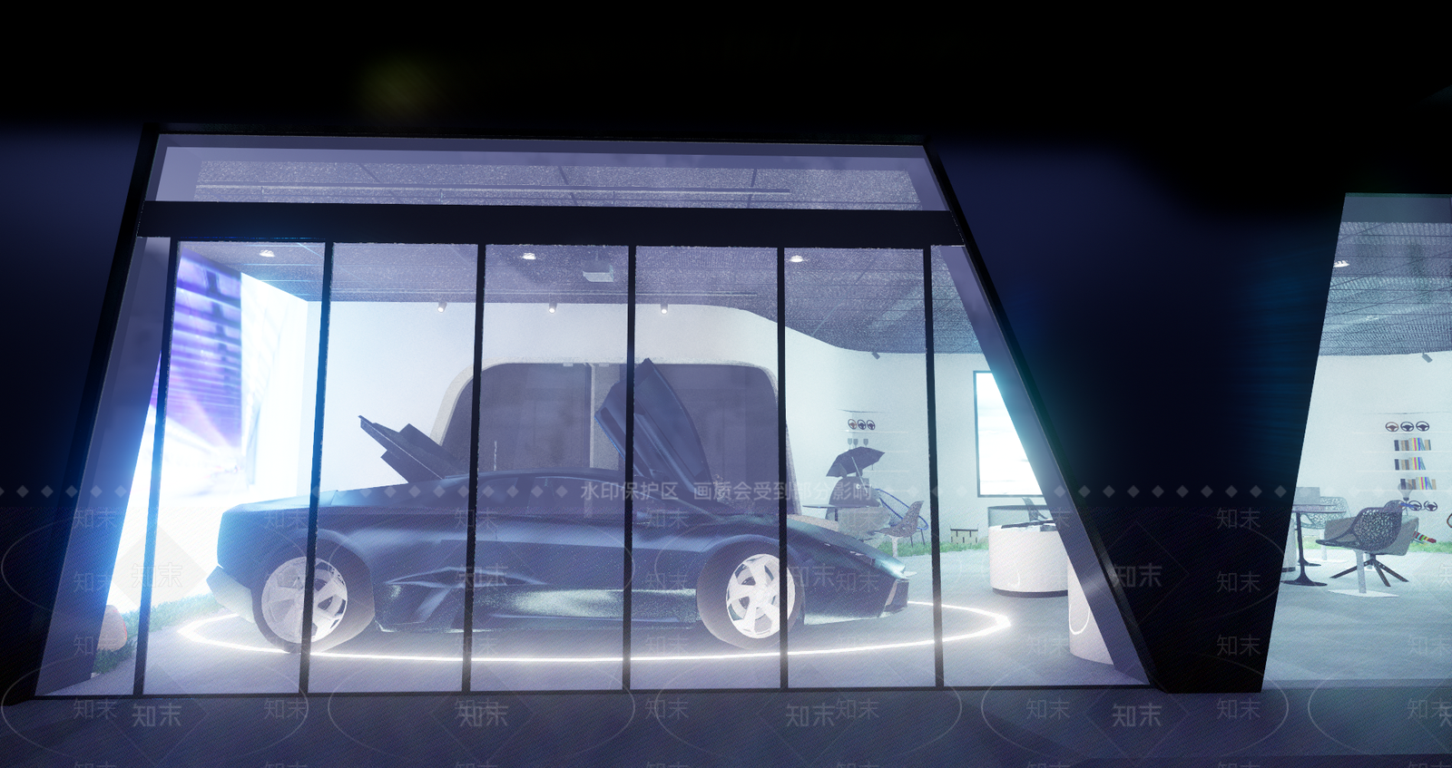 现代风格汽车4S店SU模型下载【ID:958677104】