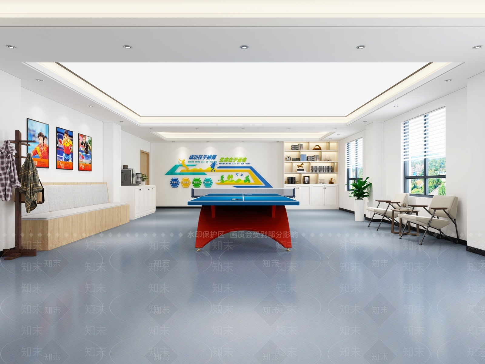 现代乒乓球活动室3D模型下载【ID:558683028】