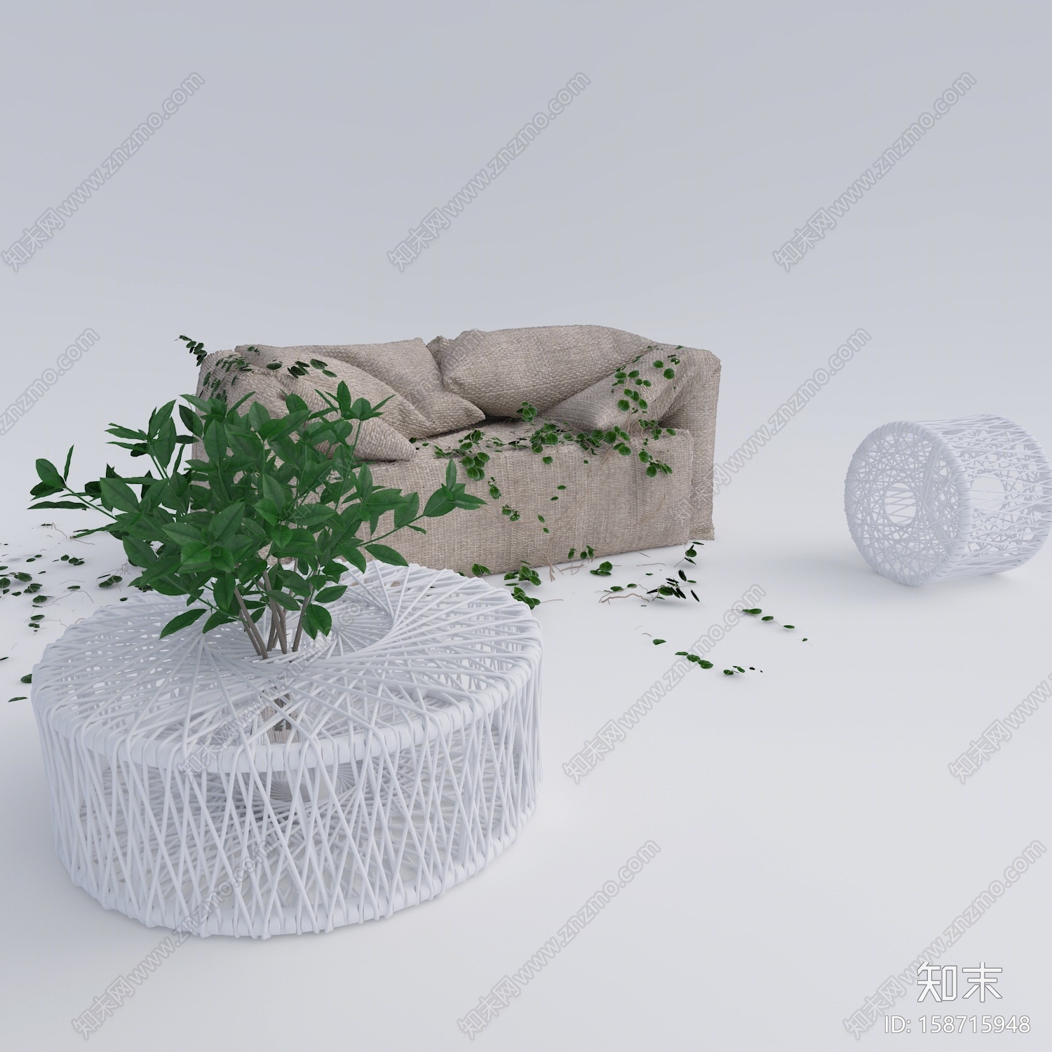 现代户外沙发茶几组合3D模型下载【ID:158715948】