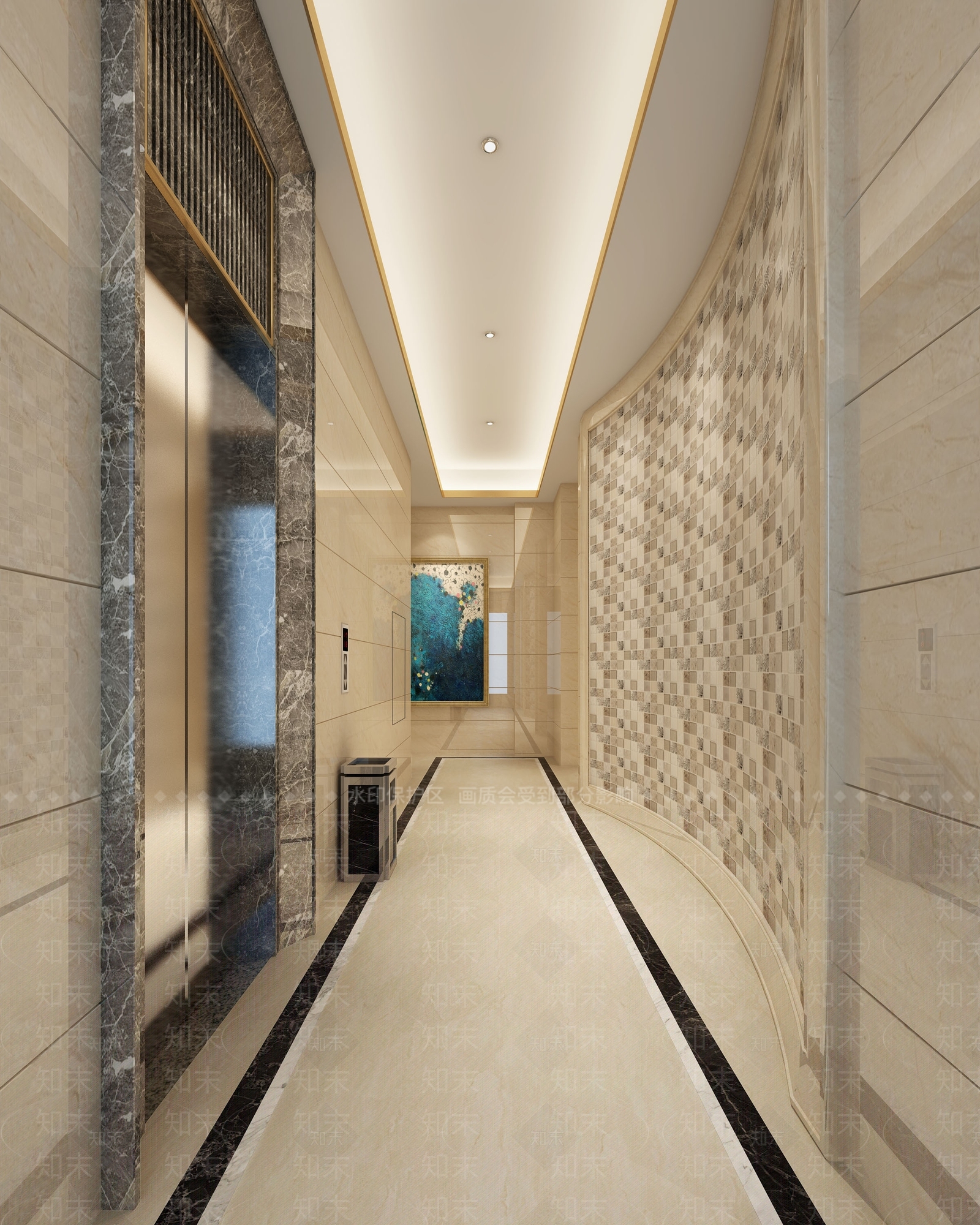 现代电梯间过道3D模型下载【ID:458724963】