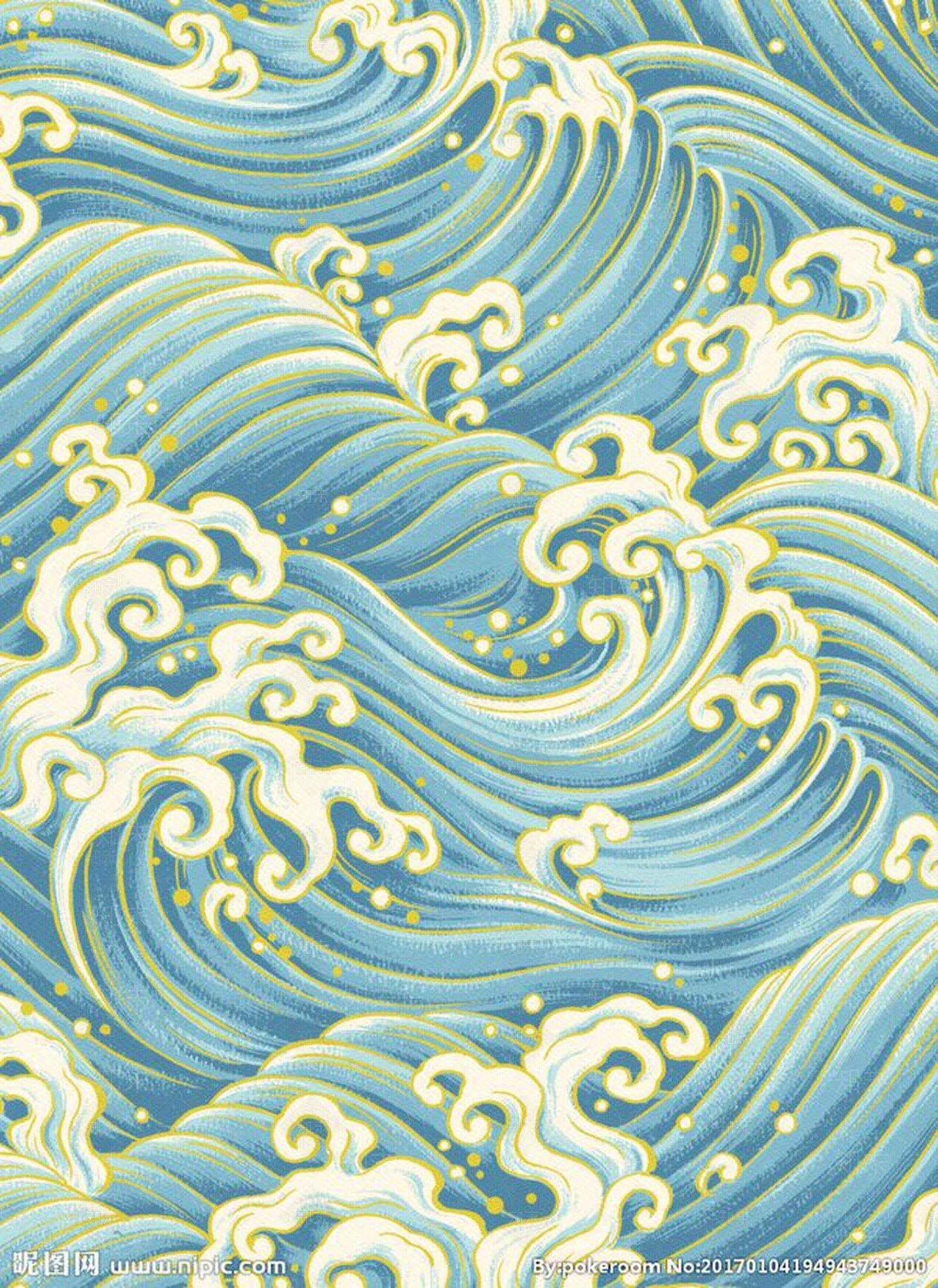 中式日式云纹纹理海浪肌理壁纸贴图下载【ID:958728384】