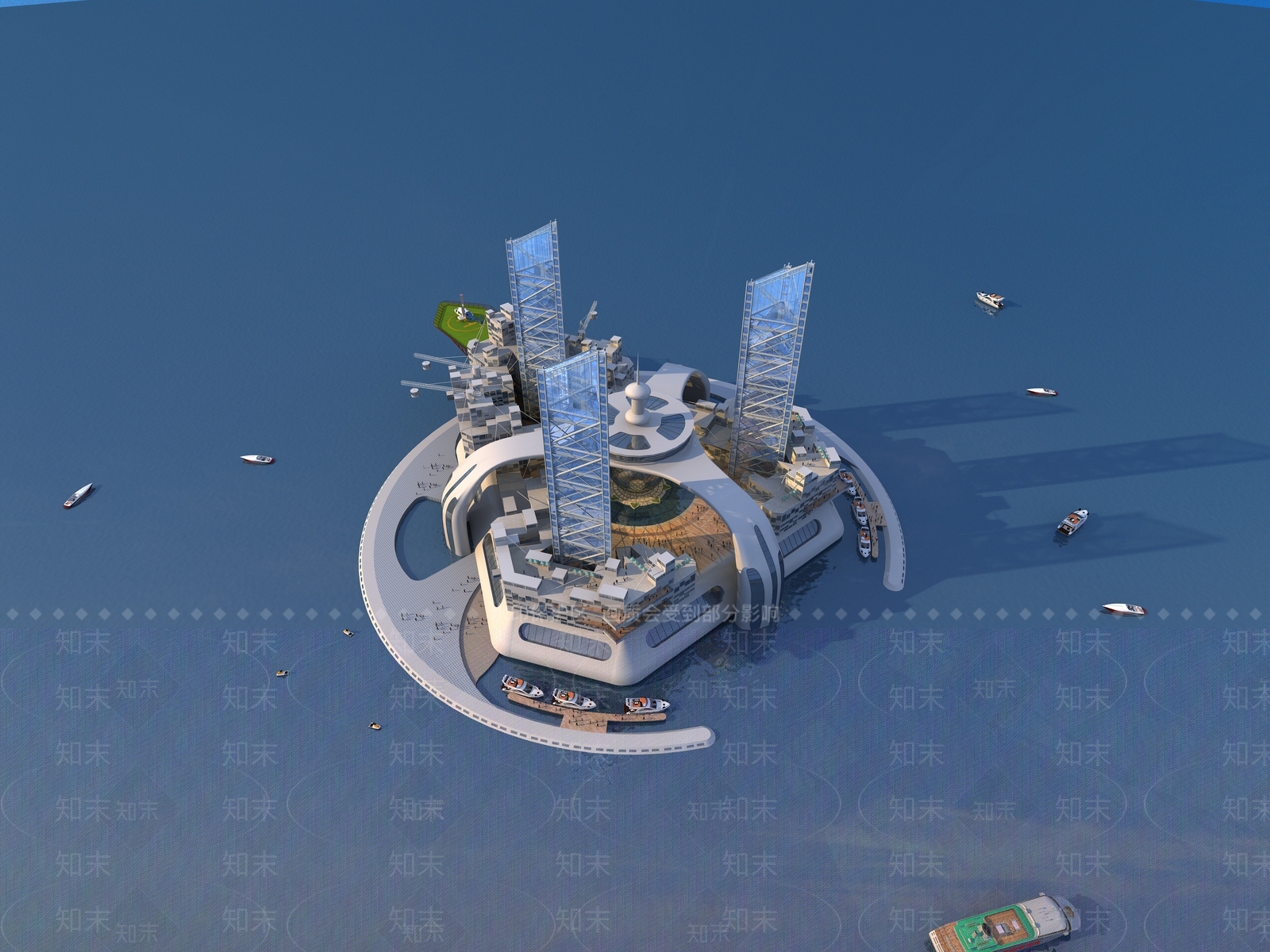 现代海上钻井平台3D模型下载【ID:558730471】