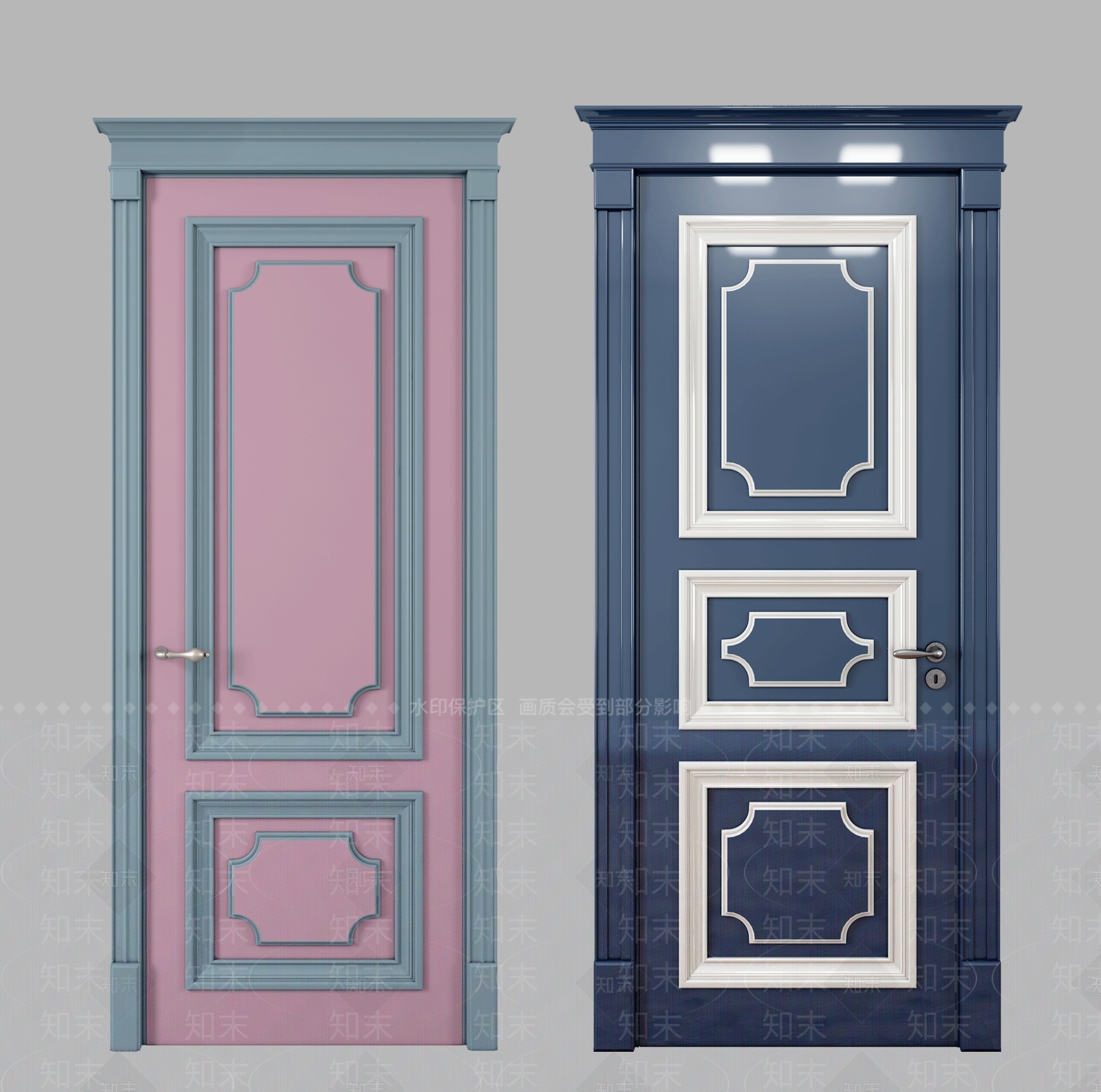 简欧雕花木门3D模型下载【ID:658736782】