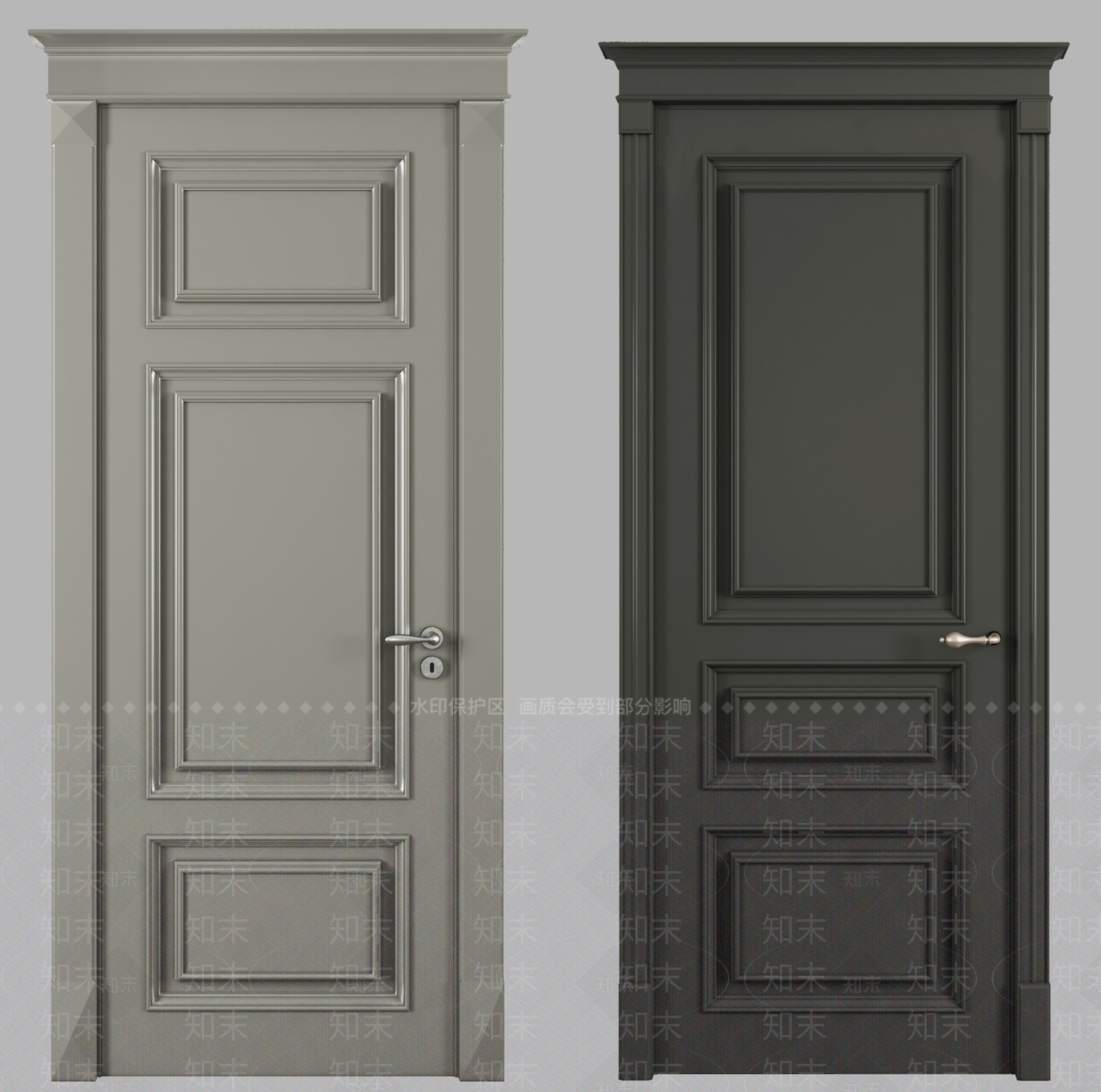 简欧卧室木门3D模型下载【ID:658737778】