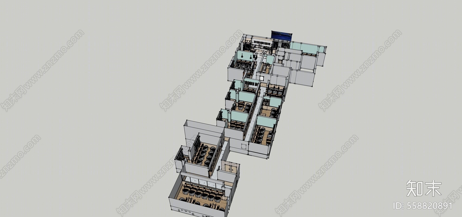 北欧风格网咖SU模型下载【ID:558820891】