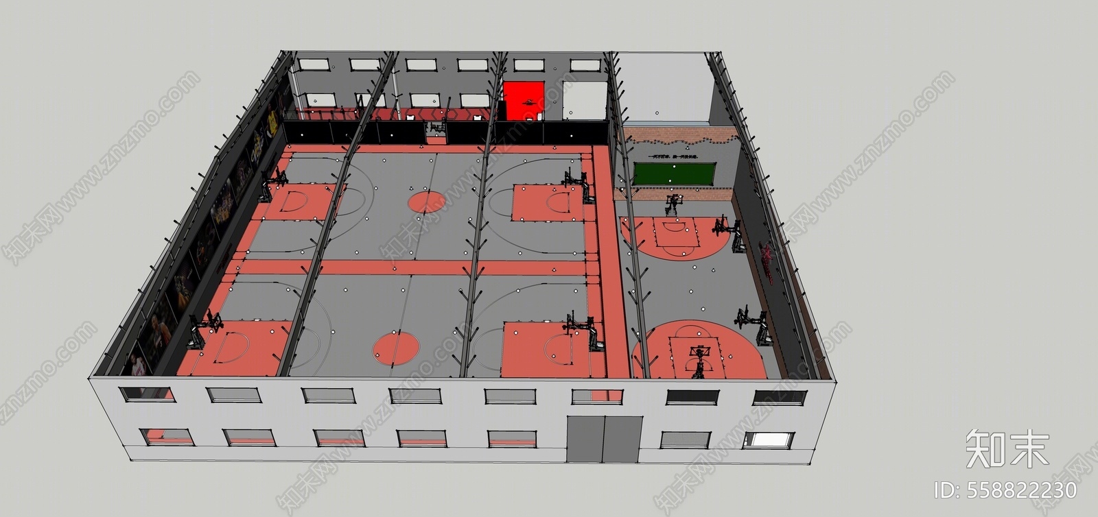 工业风格篮球场SU模型下载【ID:558822230】