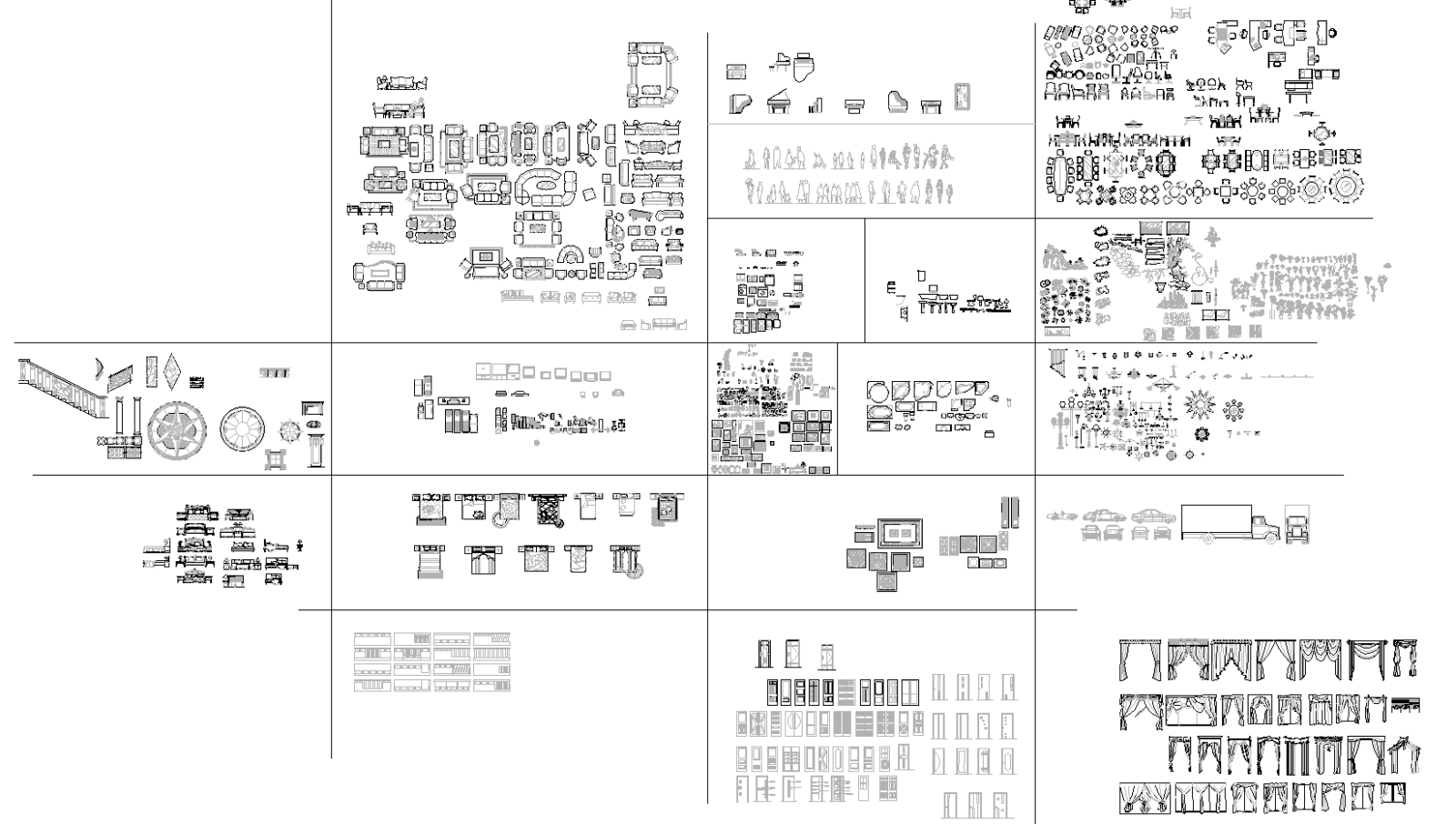 平立面家具图库施工图下载【ID:258840120】