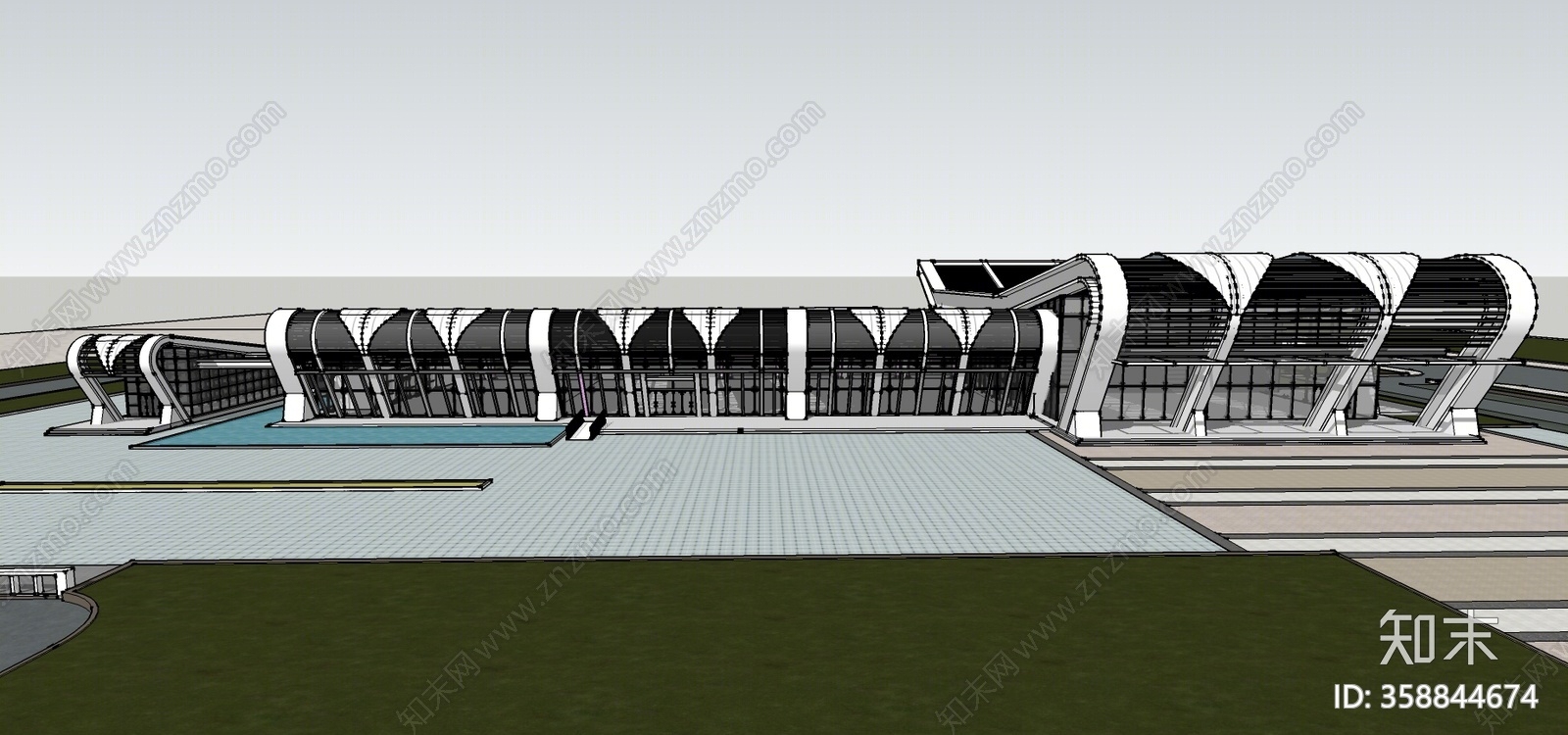 现代风格机场车站SU模型下载【ID:358844674】