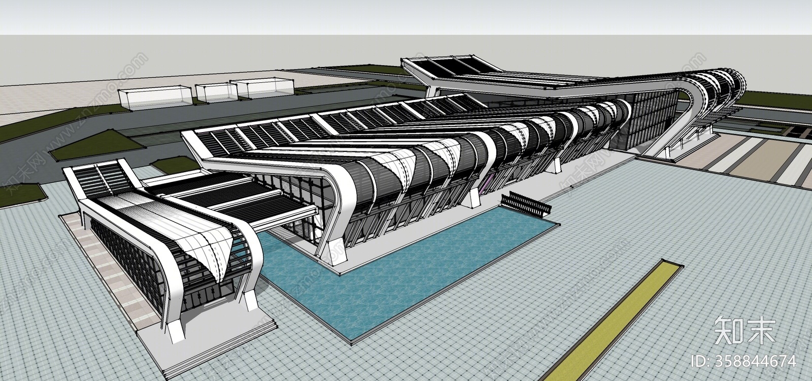 现代风格机场车站SU模型下载【ID:358844674】