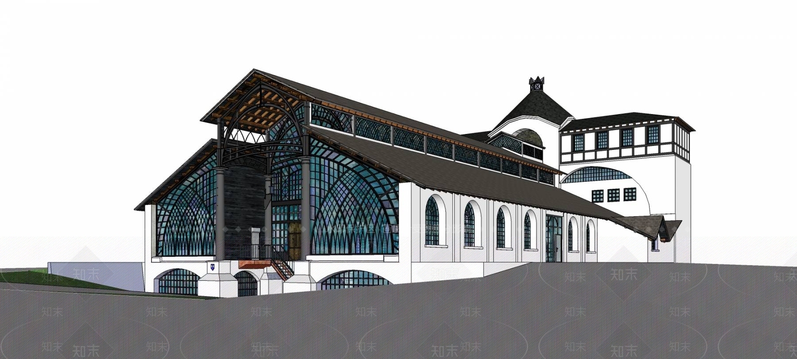 欧式风格礼堂SU模型下载【ID:558848232】