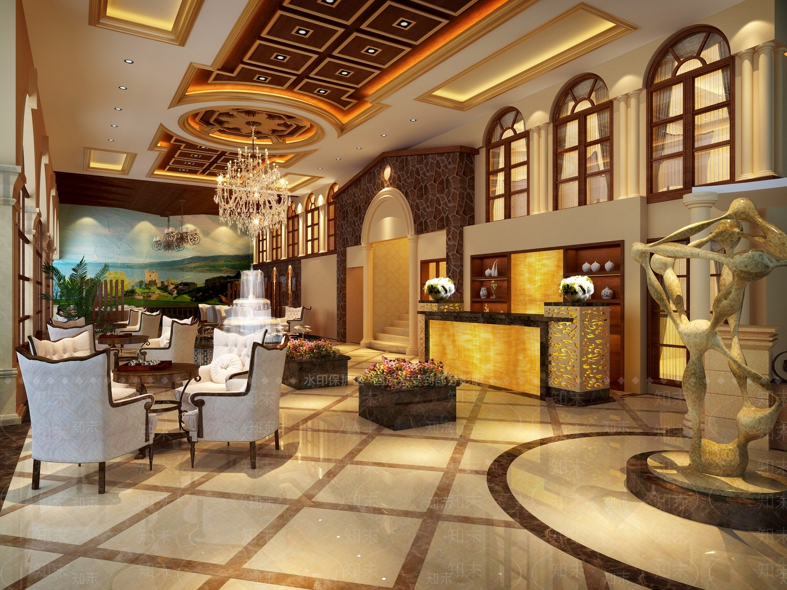 法式接待大厅3D模型下载【ID:558868228】