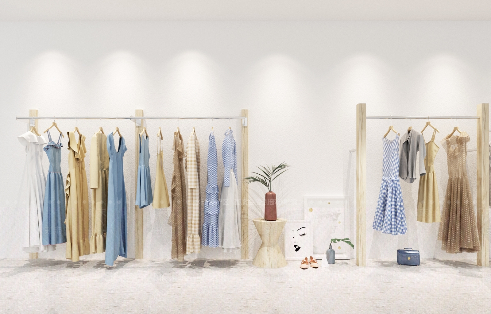 现代服装店货架3D模型下载【ID:458919113】