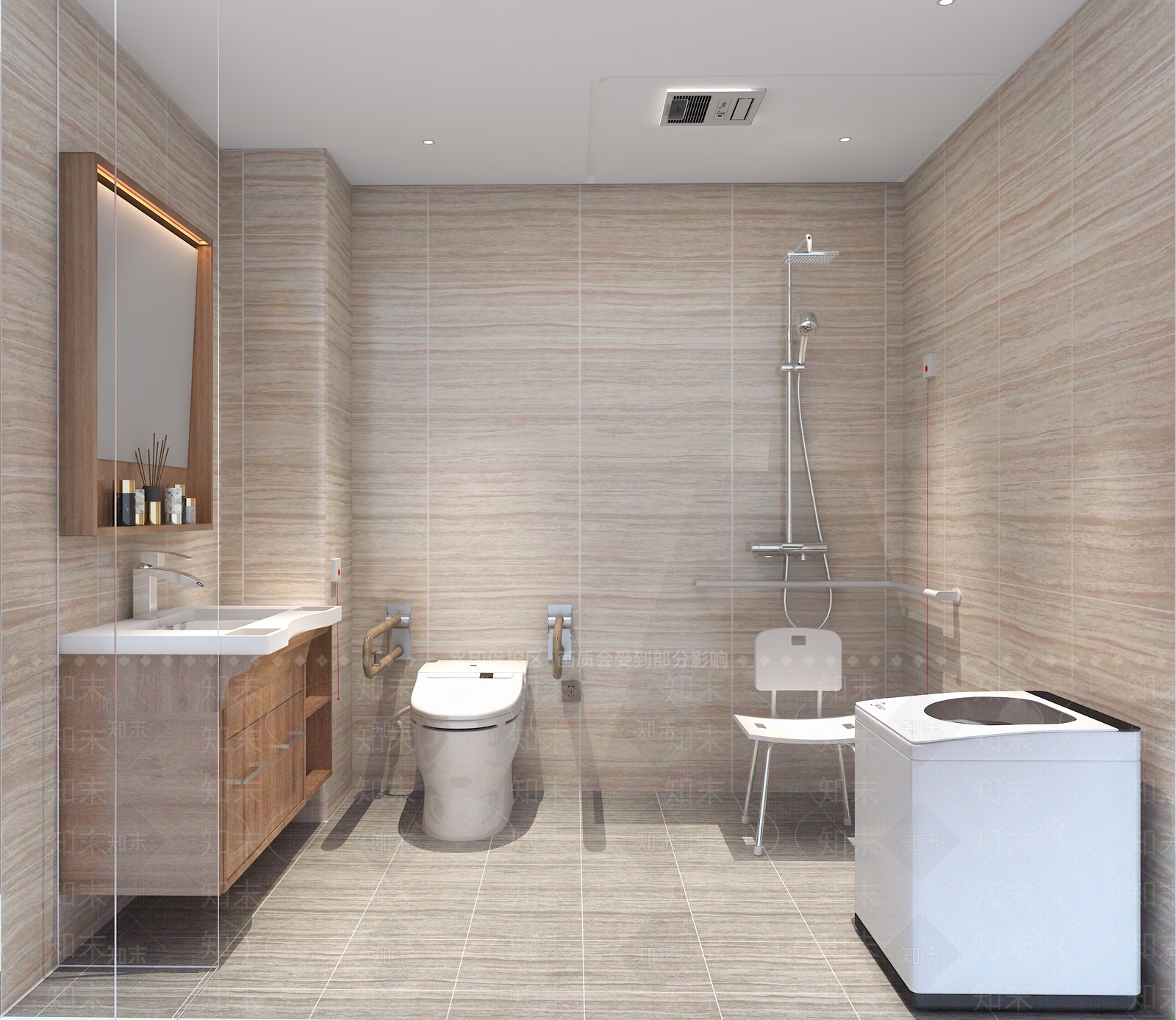 现代无障碍卫生间3D模型下载【ID:958920950】