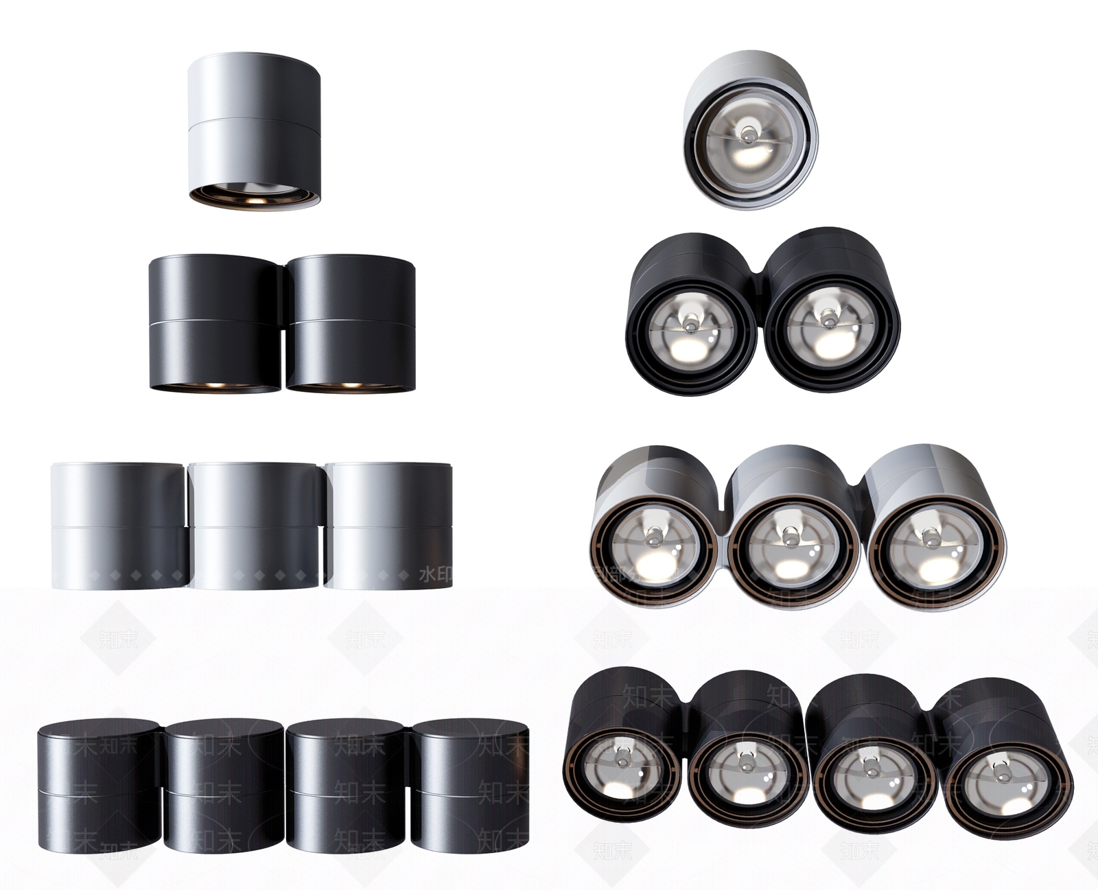 现代明装筒灯3D模型下载【ID:658958645】