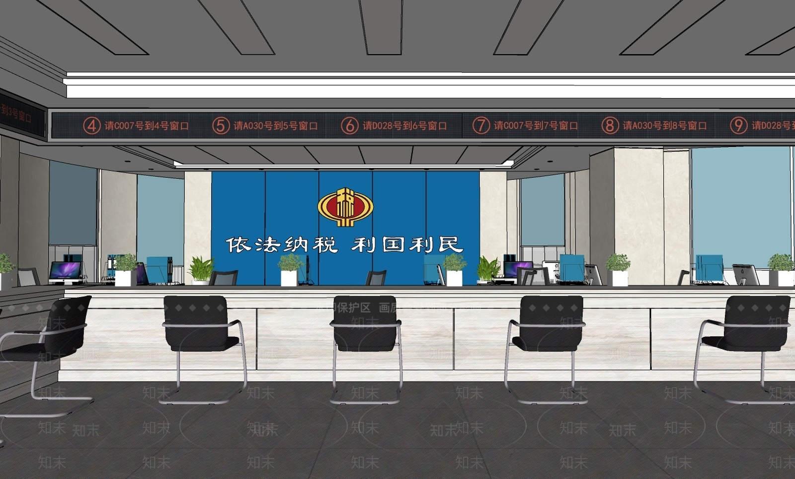 现代风格商场大厅SU模型下载【ID:158967252】
