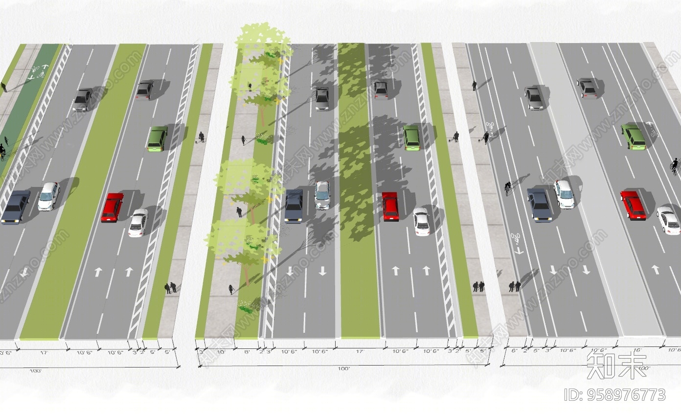 现代风格道路SU模型下载【ID:958976773】