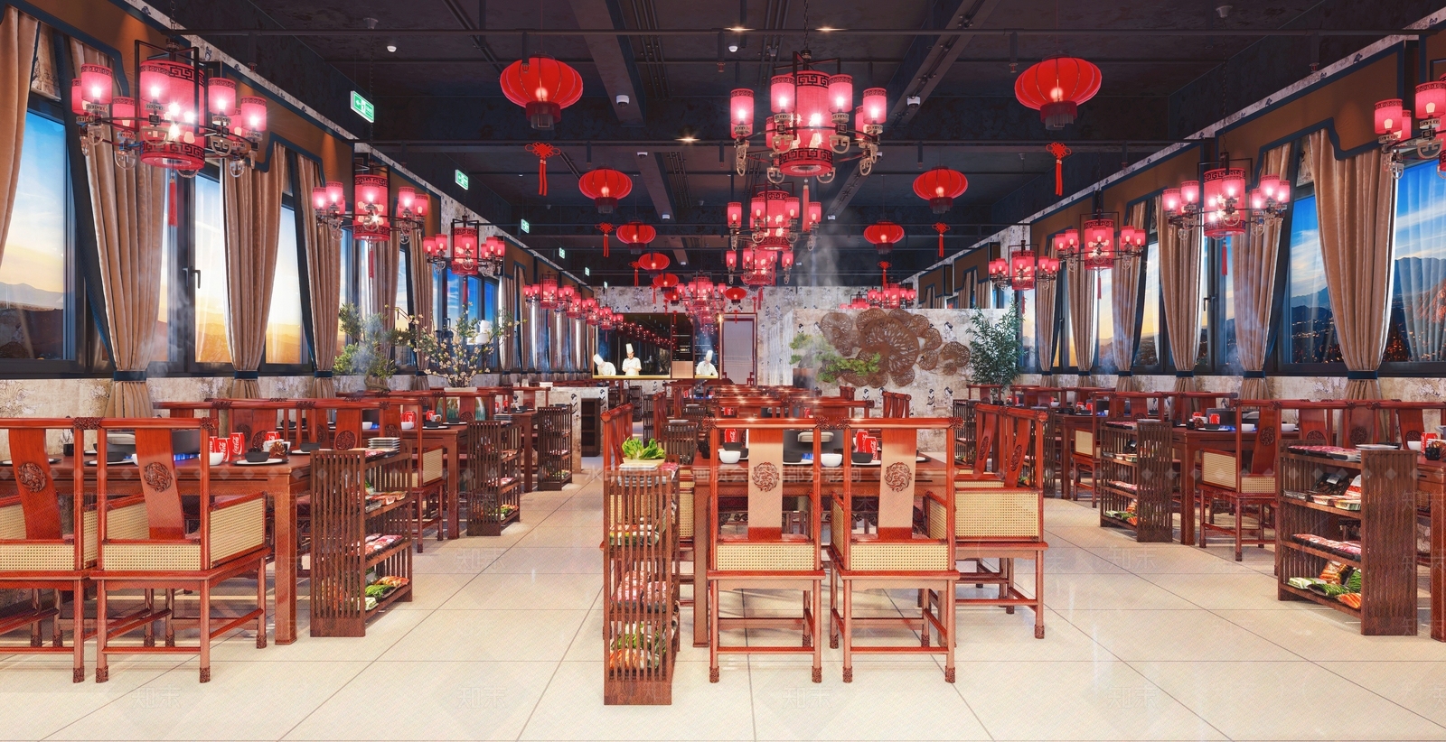 新中式火锅店3D模型下载【ID:358981261】