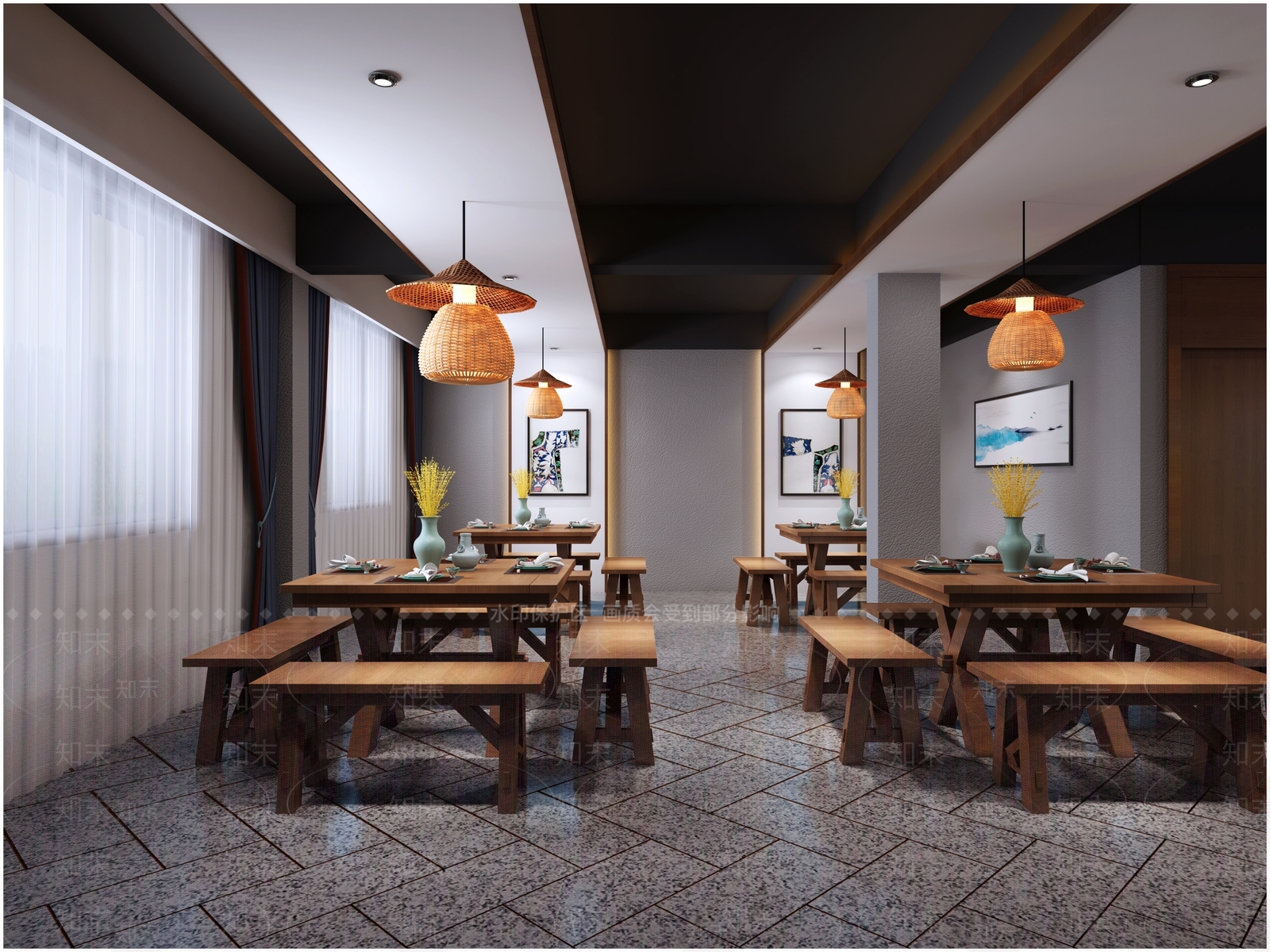 中式农家乐前台3D模型下载【ID:359049413】