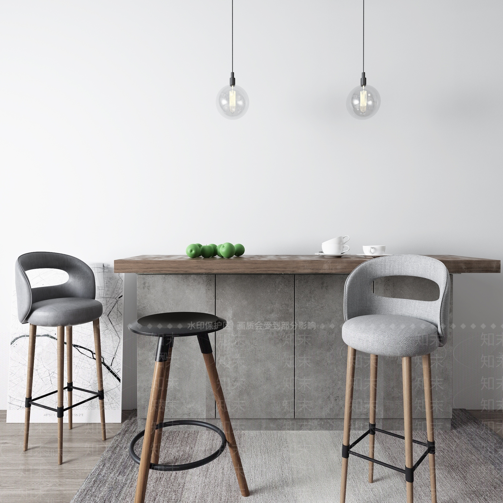 后现代吧椅3D模型下载【ID:659070357】