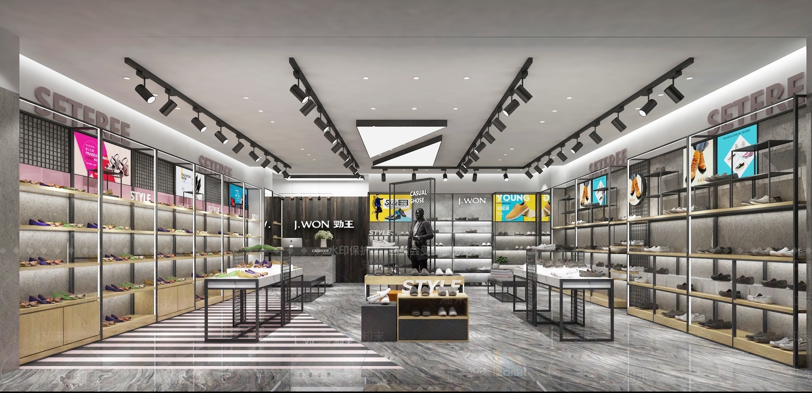 工业风鞋子专卖店3D模型下载【ID:759085715】
