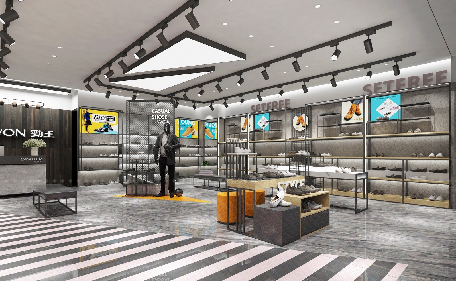 工业风鞋子专卖店3D模型下载【ID:759085715】