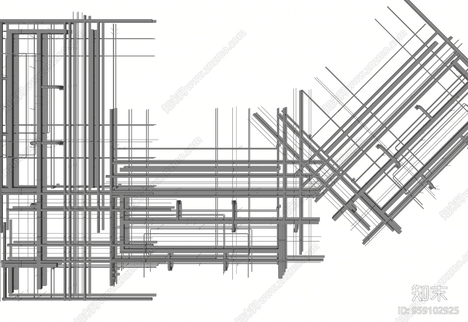 工业风格管道SU模型下载【ID:959102925】